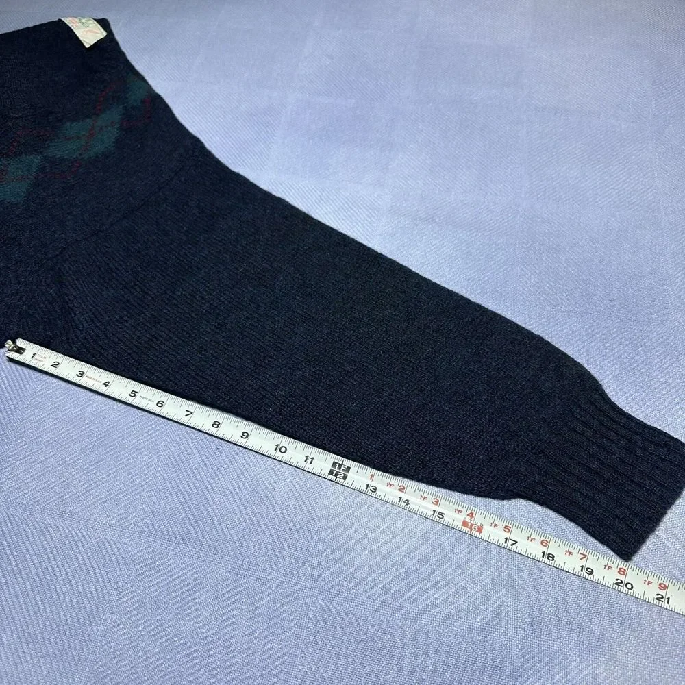 Quill's Woollen Market Wool Ireland Hand‎ Crafted Argyle Marled Sweater Size XL